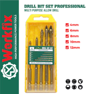 Combo 3, 5 mũi khoan đa năng Workfix chân lục giác- 6mm-8mm-10mmSúng bắn vít - Súng bắn Bu lông