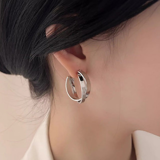 Khuyên tai hợp kim xếp ly cao cấp, phong cách đơn giản thanh lịch