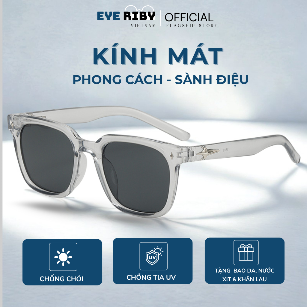 Kính Râm Nam Nữ Gọng Vuông Kính Mát Gọng Nhựa Cao Cấp Chống Tia UV400 ...