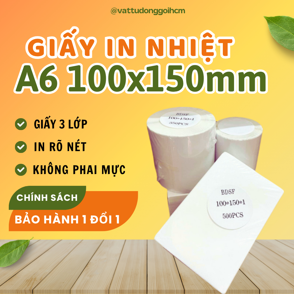 Giấy In Nhiệt A6 100x150mm Tệp 500 Tờ & Cuộn 350 Tờ 3 Lớp In Nét, Dán ...