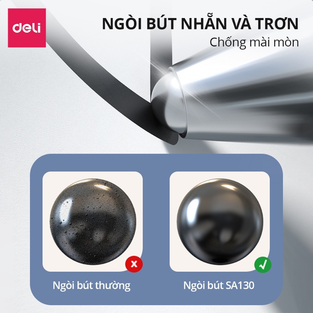 Bút Gel Bấm Deli 0.35mm – Mực Đen, Ngòi Nhỏ, Ruột Thay Thế Tiện Lợi – Văn Phòng & Học Sinh