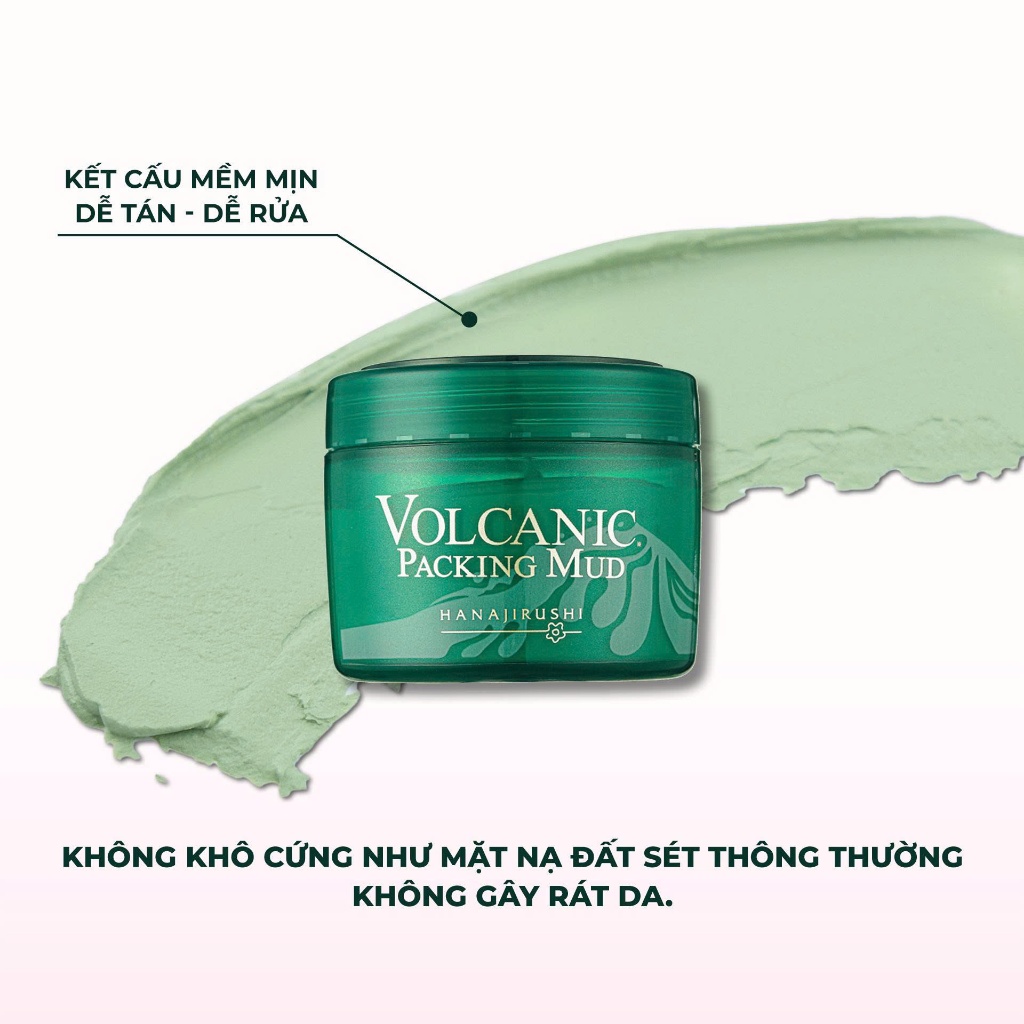 Mặt Nạ Đất Sét tro núi lửa se khít lỗ chân lông giảm mụn đầu đen HANAJIRUSHI VOLCANIC PACKINGMUD195g