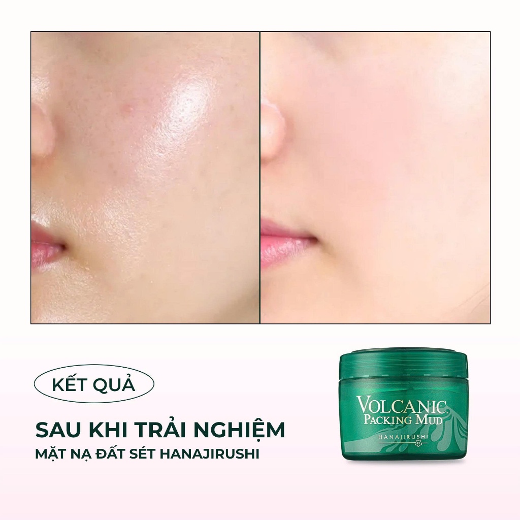 Mặt Nạ Đất Sét tro núi lửa se khít lỗ chân lông giảm mụn đầu đen HANAJIRUSHI VOLCANIC PACKINGMUD195g