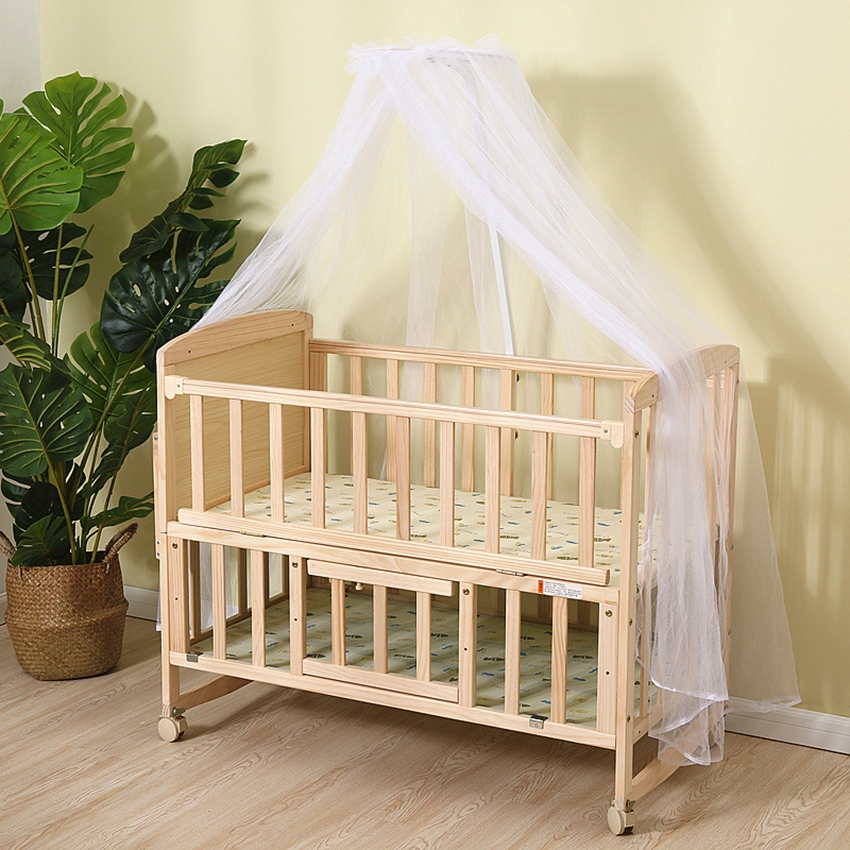 Cũi gỗ thông tự nhiên 5in1 Honalife, nôi sơ sinh cho bé ghép cạnh giường bố mẹ, kt 102x60x90cm