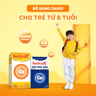[Liệu trình 2 tháng] - Combo 2 hộp Canxi sinh học Bestical X 60 viên - Bổ sung canxi cho trẻ từ 8 tuổi