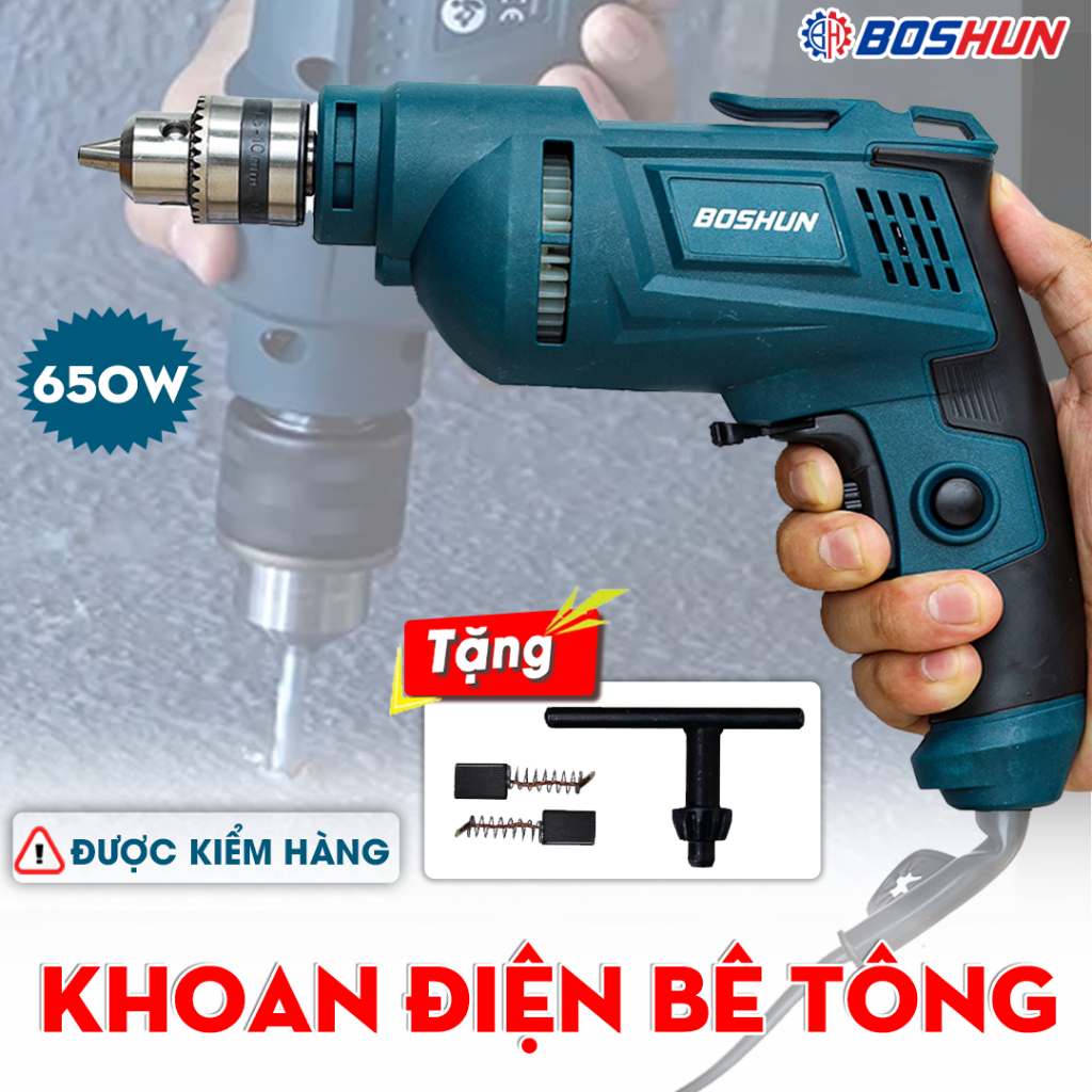 [Chính Hãng] Máy Khoan Đục Bê Tông Điện Boshun 650w Model  BS-ED650W, Chuyên Khoan Tường, Gạch,