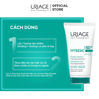 [HÀNG CÔNG TY] Sữa chống nắng cho da dầu, mụn Uriage Hyseac SPF50+ UVB+UVA Fluide (50ml)