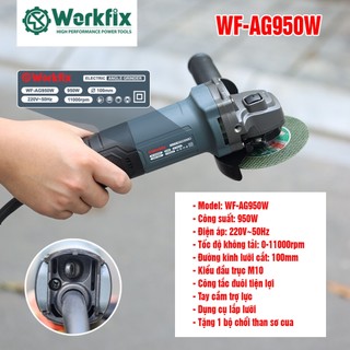[Kèm Qùa Tặng] Máy Mài Cầm Tay WORKFIX WF-AG950CP, Công Suất 950W, Công Tắc Đuôi