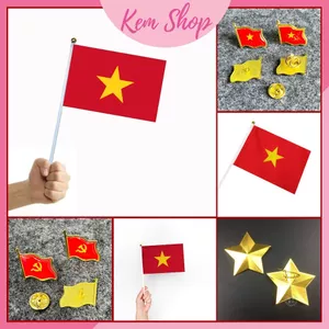 Set 5 cờ Việt Nam cầm tay, huy hiệu cờ Việt Nam - Kem Shop K111