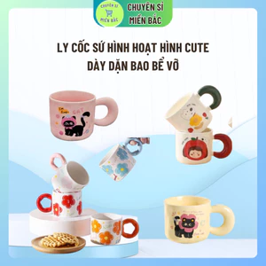 Cốc uống nước, cốc trà, cafe Ly cốc sứ cute hình hoạt hình ngộ nghĩnh quai dày cách nhiệt 400ml Quà tặng bạn bè cặp đôi