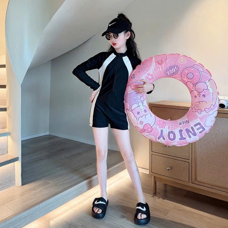 Bikini tay dài , Bé gái diện đồ bơi dài tay thể thao, phong cách hiện đại và nổi bật cho bé 15-55kg