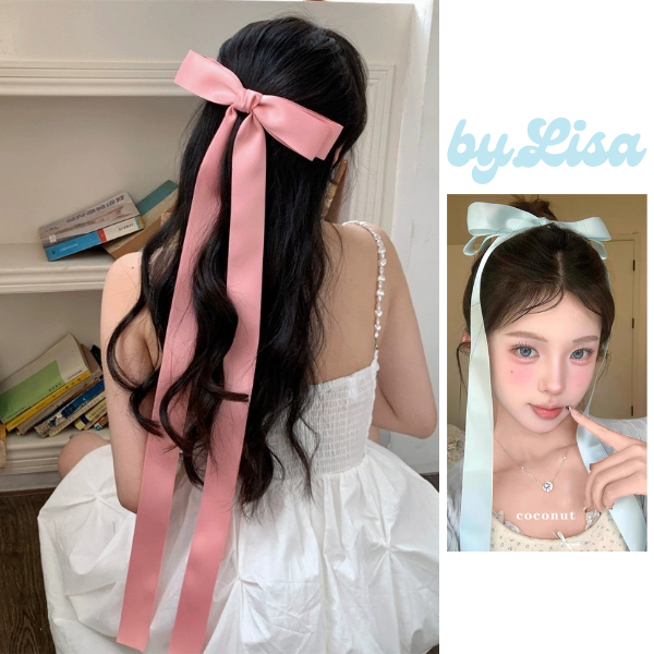 Kẹp Tóc Nơ Lụa Siêu To Jennie Phong Cách Hàn Quốc Màu Pastel Ngọt Ngào, Kẹp Tóc Ruy Băng Công Chúa