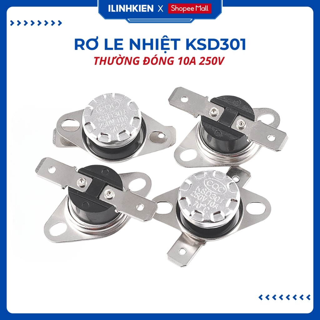 Relay nhiệt, rơ le KSD301 250V 10A thường đóng từ 115-180 độ chất lượng cao ilinhkien.