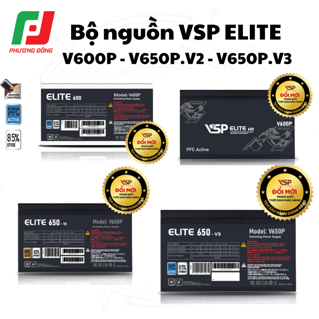 Nguồn Máy Tính VSP V650P V2 600W / Elite V650P V3 650W – PFC Active ...