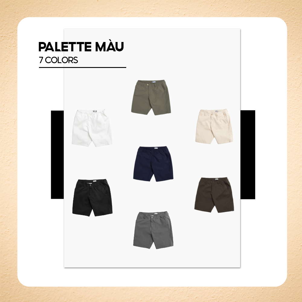 [NGANG GỐI] Quần short nam BASIC SLEEK form ngang gối, lưng thun khóa kéo, chất kaki cá sấu dày dặn, ít nhăn - FEAER
