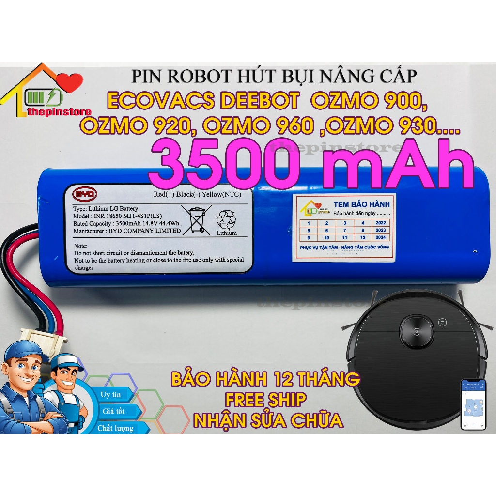 Batteria Agli Ioni Di Litio Per Ecovacs Deebot Ozmo 900 E 920 – 14,4 V 2600 MAh – Compatibile E Sicura