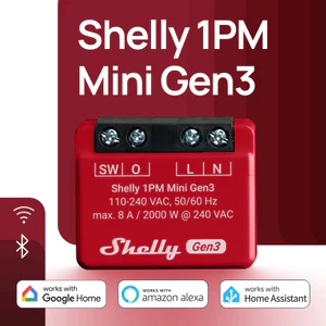 Shelly 1PM MINI GEN3 Công Tắc Cửa Cuốn Thông Minh WiFi , Điều Khiển Từ Xa, Thông Báo Trạng Thái Đóng/Mở Cửa