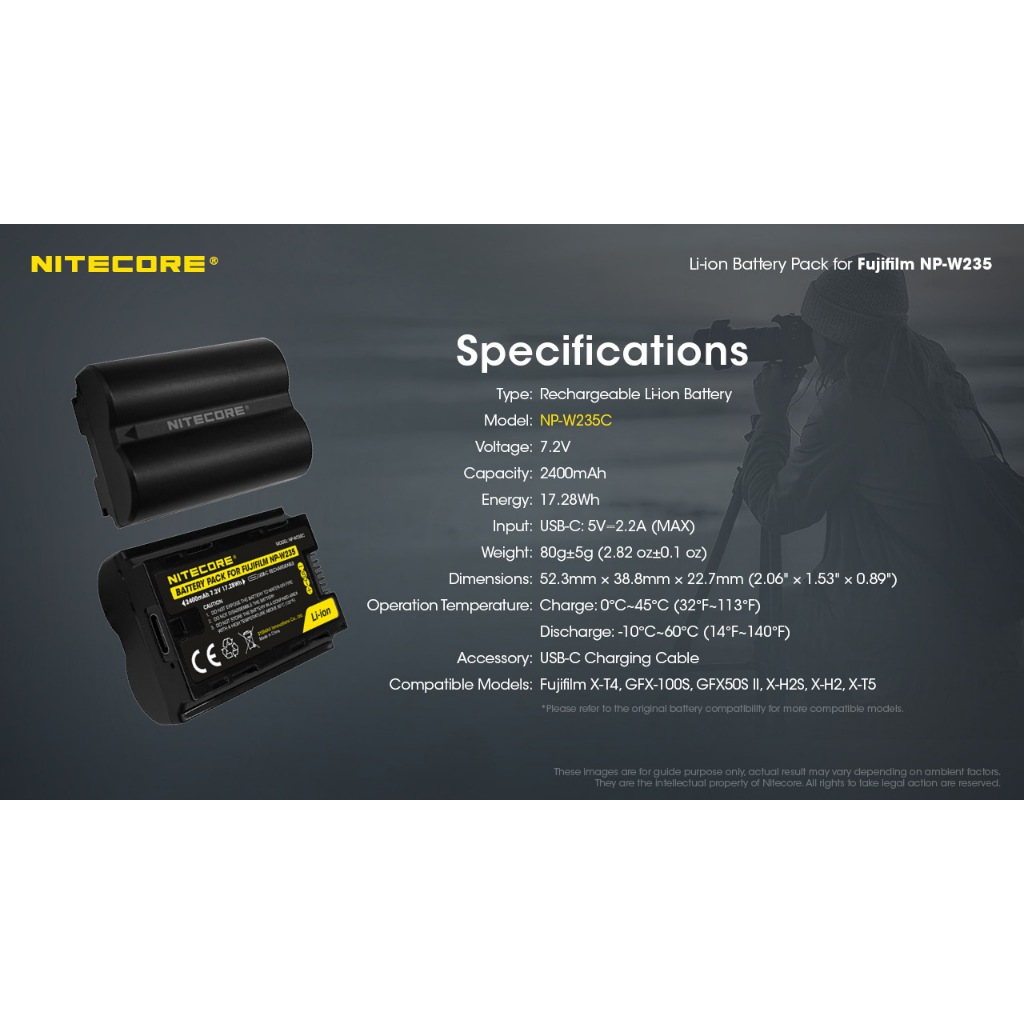 Pin Nitecore NP-W235 cho các máy ảnh Fujifilm dùng pin Fujifilm NP-W235 | BigBuy360 - bigbuy360.vn