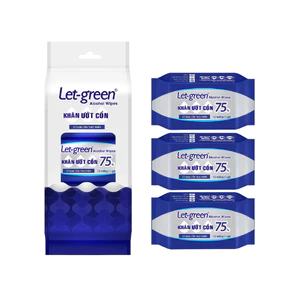Lốc Khăn Ướt Cồn Mini LET-GREEN 12 Miếng/Gói, 3 Gói/Lốc