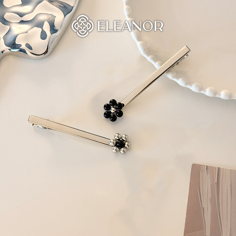 Kẹp tóc nữ Eleanor Accessories phối bi hình hoa viền trơn phụ kiện tóc kẹp tóc basic 10106