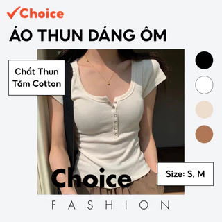 [Choice] Áo Thun Dáng Ôm HT26 Cổ Bấm Cúc Vải Mềm Mịn, Co Giãn Cao