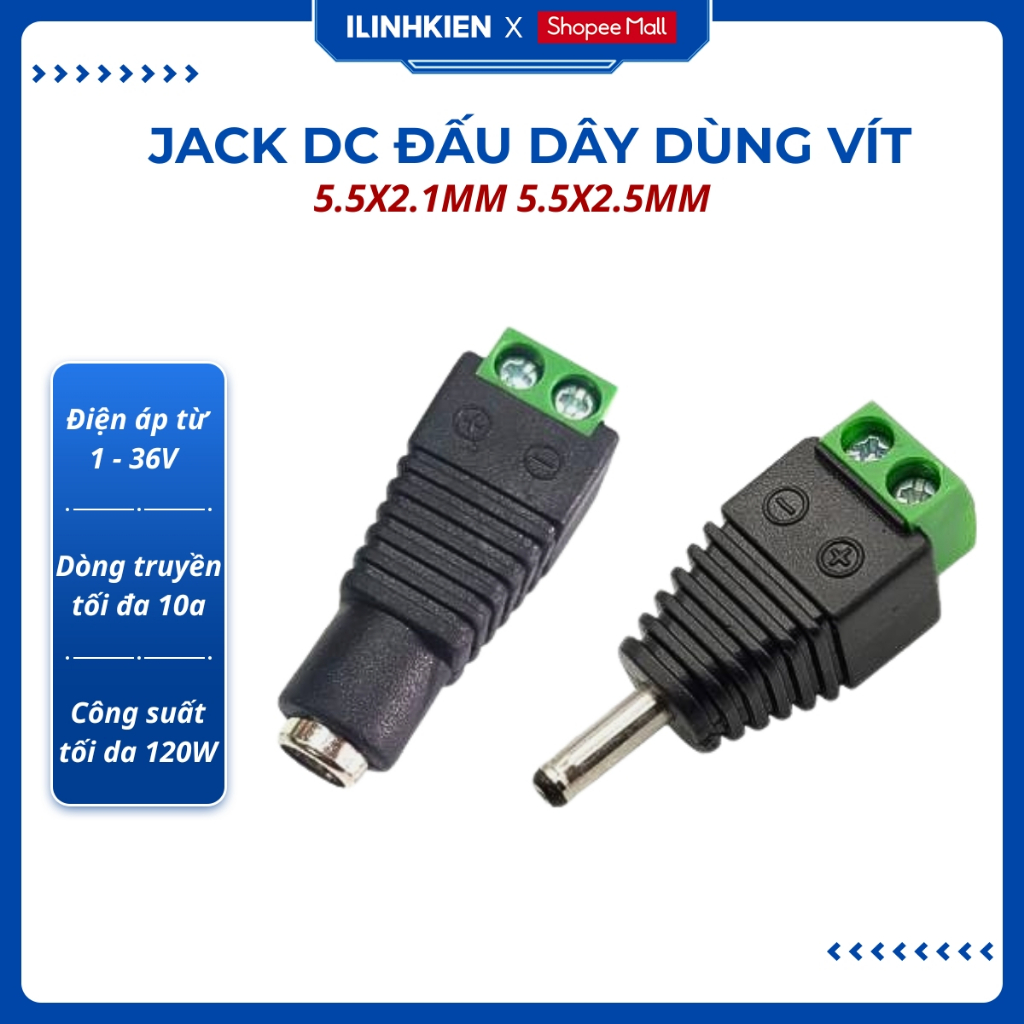 (Combo 5) Jack nguồn DC 5.5x2.5mm cái-đưc chất lượng tốt ilinhkien