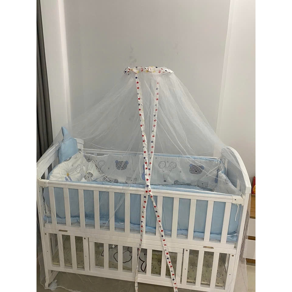 Cũi cho bé đa năng 6in1, cũi trắng cao cấp cỡ lớn ghép chung giường bố mẹ,( Tương tự Chilux)