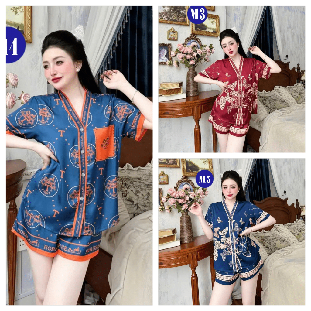 Bộ ngủ pijama nữ thiết kế cổ Y mặc nhà hottrend