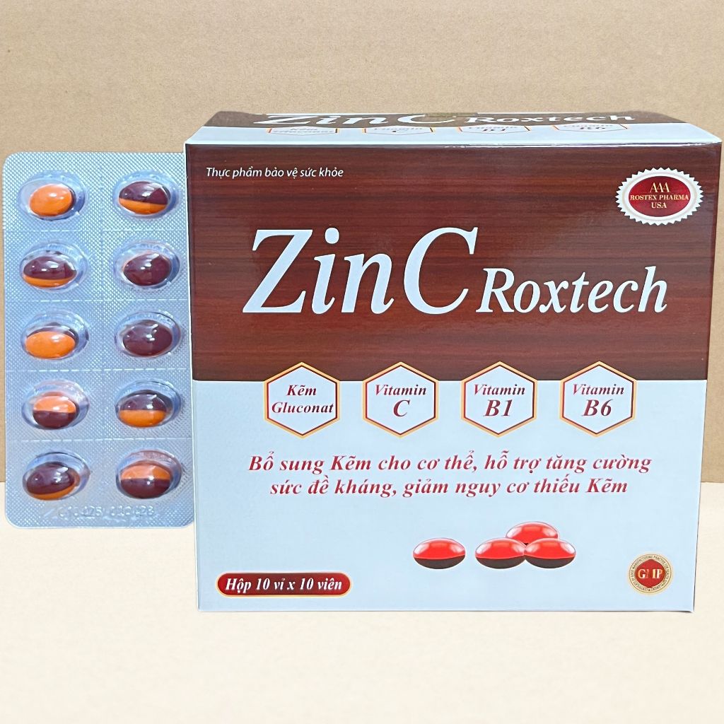 Combo 5 Hộp Zin C Roxtech Nâu - Rostex - Vinaphar - Vitamin Chữa Lành