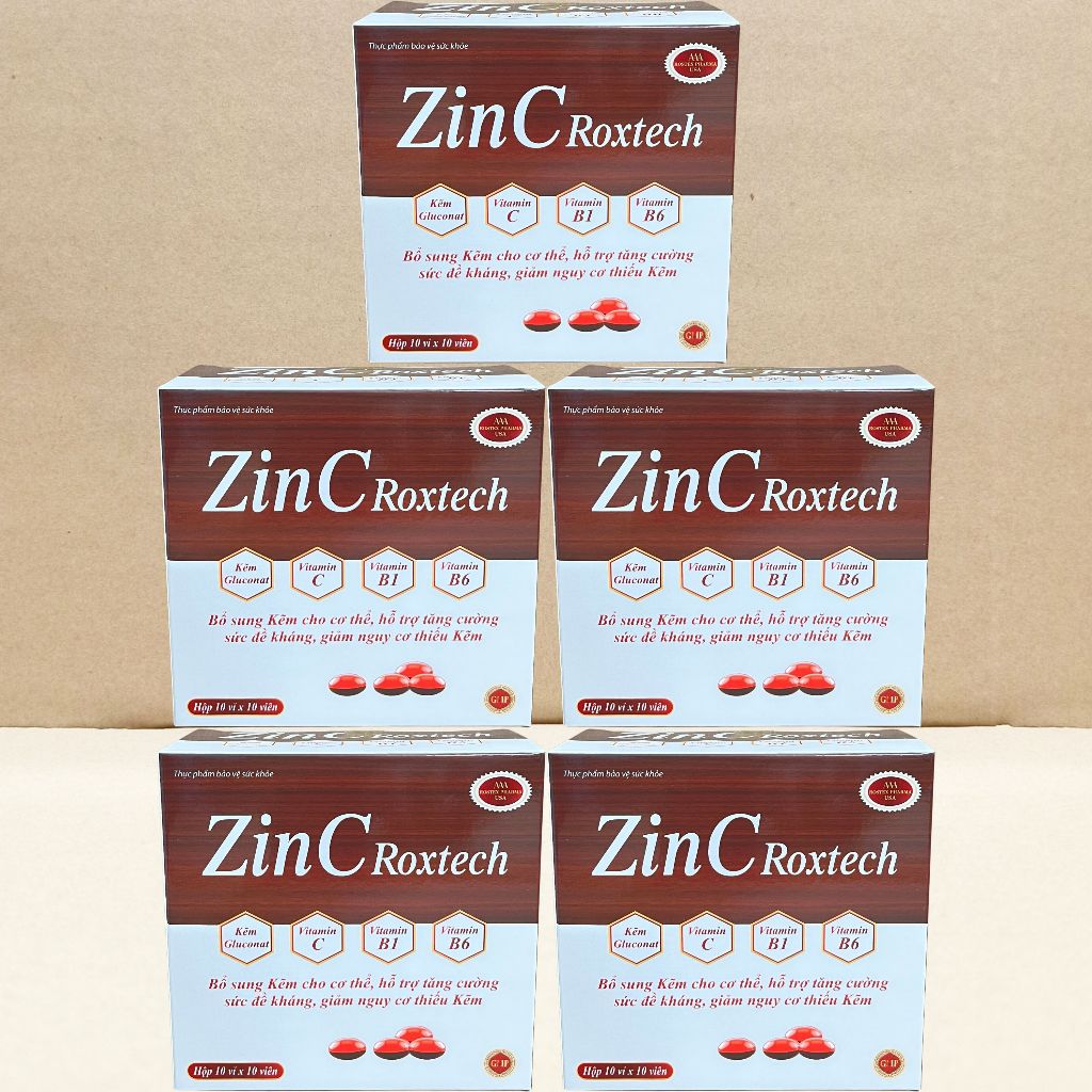 Combo 5 Hộp Zin C Roxtech Nâu - Rostex - Vinaphar - Vitamin Chữa Lành