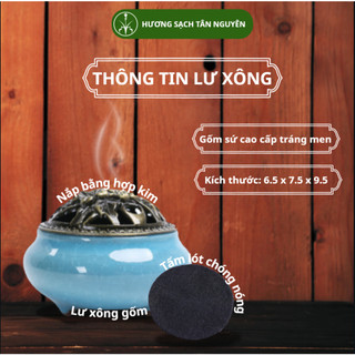 [TẶNG 3 NỤ TRẦM] Lư xông trầm hương Tân Nguyên, lư xông gốm sứ, lư xông gỗ, tặng tấm lót chống nóng