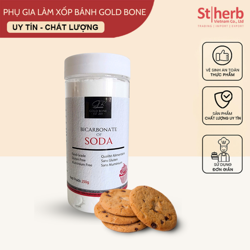 Phụ Gia Muối Nở Làm Xốp Bánh Baking Soda Thương Hiệu Gold Bone Trọng Lượng 250gr