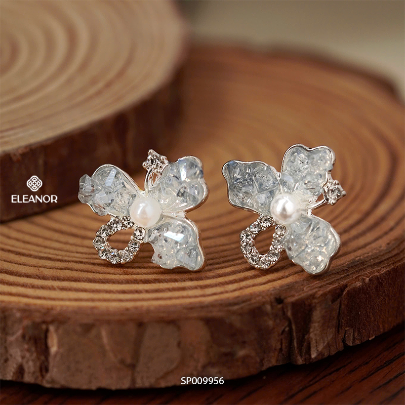 Bông tai nữ chuôi bạc 925 Eleanor Accessories hình hoa đính đá phụ kiện trang sức khuyên tai 9956