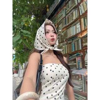 Le rouge | Áo quây xếp li chấm bi Sooin kèm khăn