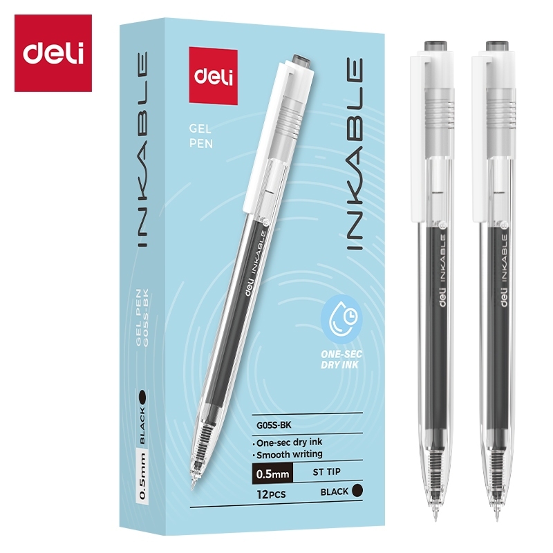 [Ngòi ST] Bút gel ngòi ST Deli ngòi 0.5mm viết trơn tru mượt mà nâng cấp 2025 mực đen cho học sinh văn phòng