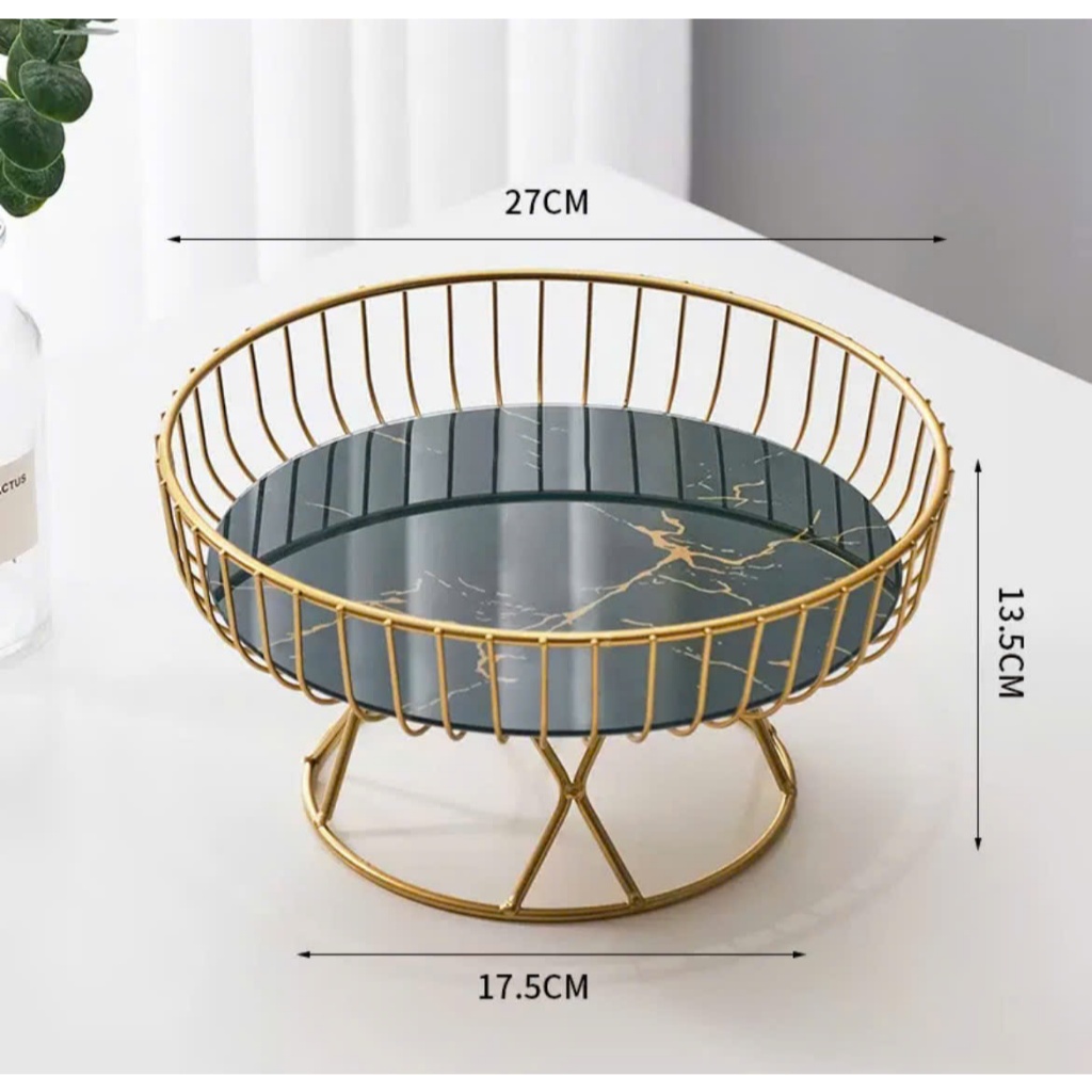 Khay Đựng Trái Cây Đồ Ăn Nhẹ, Rổ Đựng Hoa Quả Hình Tròn Bằng Kim Loại Nhẹ Sang Trọng