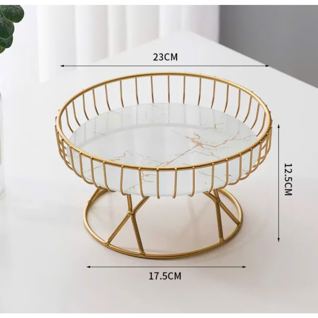 Khay Đựng Trái Cây Đồ Ăn Nhẹ, Rổ Đựng Hoa Quả Hình Tròn Bằng Kim Loại Nhẹ Sang Trọng