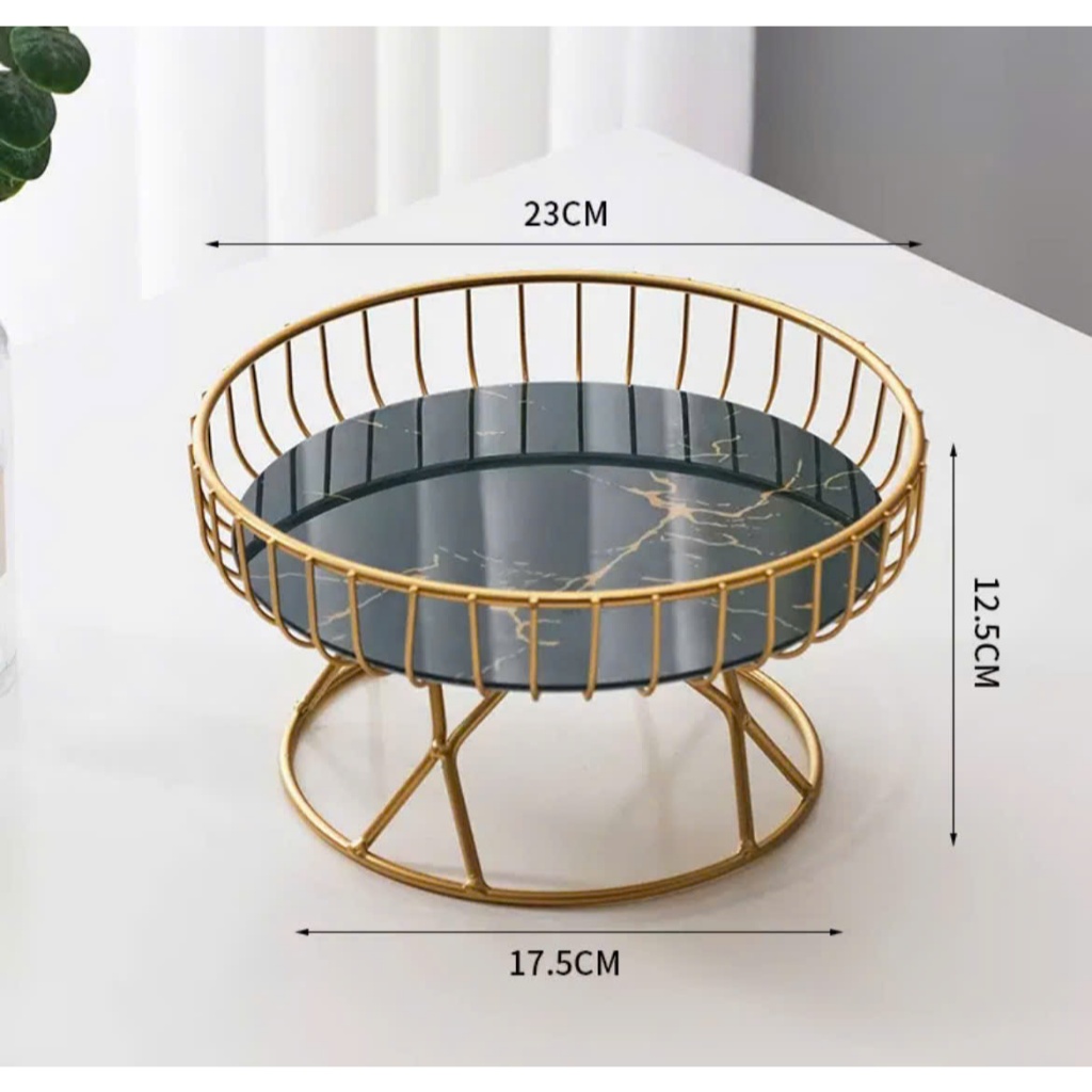 Khay Đựng Trái Cây Đồ Ăn Nhẹ, Rổ Đựng Hoa Quả Hình Tròn Bằng Kim Loại Nhẹ Sang Trọng