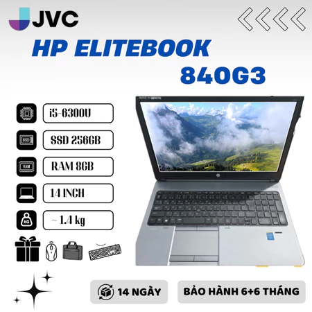 Laptop Giá Rẻ Hp Elitebook 840 G3 i5 6300U | RAM 8GB DDR4 | SSD 256GB | 14 Inch Full HD| Card on pin 95%
