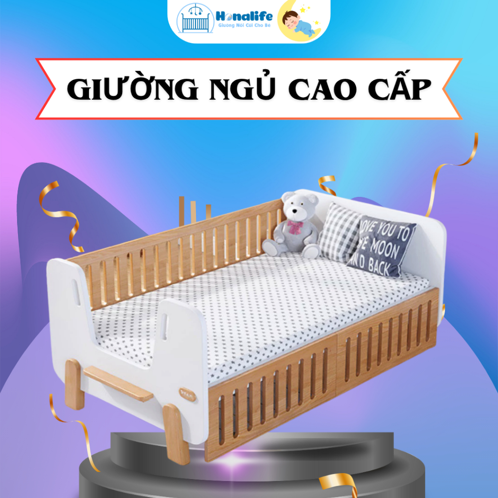 {Giường 3  mặt } Giường Ngủ Trẻ Em chất liệu Gỗ MDF + Gỗ Thông Tự Nhiên,Bền Đẹp, An Toàn Cho Bé