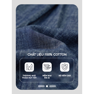 ⚡T5 199K⚡ Áo Sơ Mi Jeans Giấy YODY Tay Cộc Kẹp Gấu Thoáng Mát Thấm Hút Tốt WCSH25S022