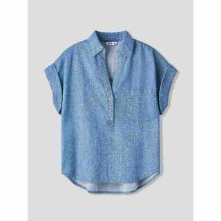 ⚡T5 199K⚡ Áo Sơ Mi Jeans Giấy YODY Tay Cộc Kẹp Gấu Thoáng Mát Thấm Hút Tốt WCSH25S022