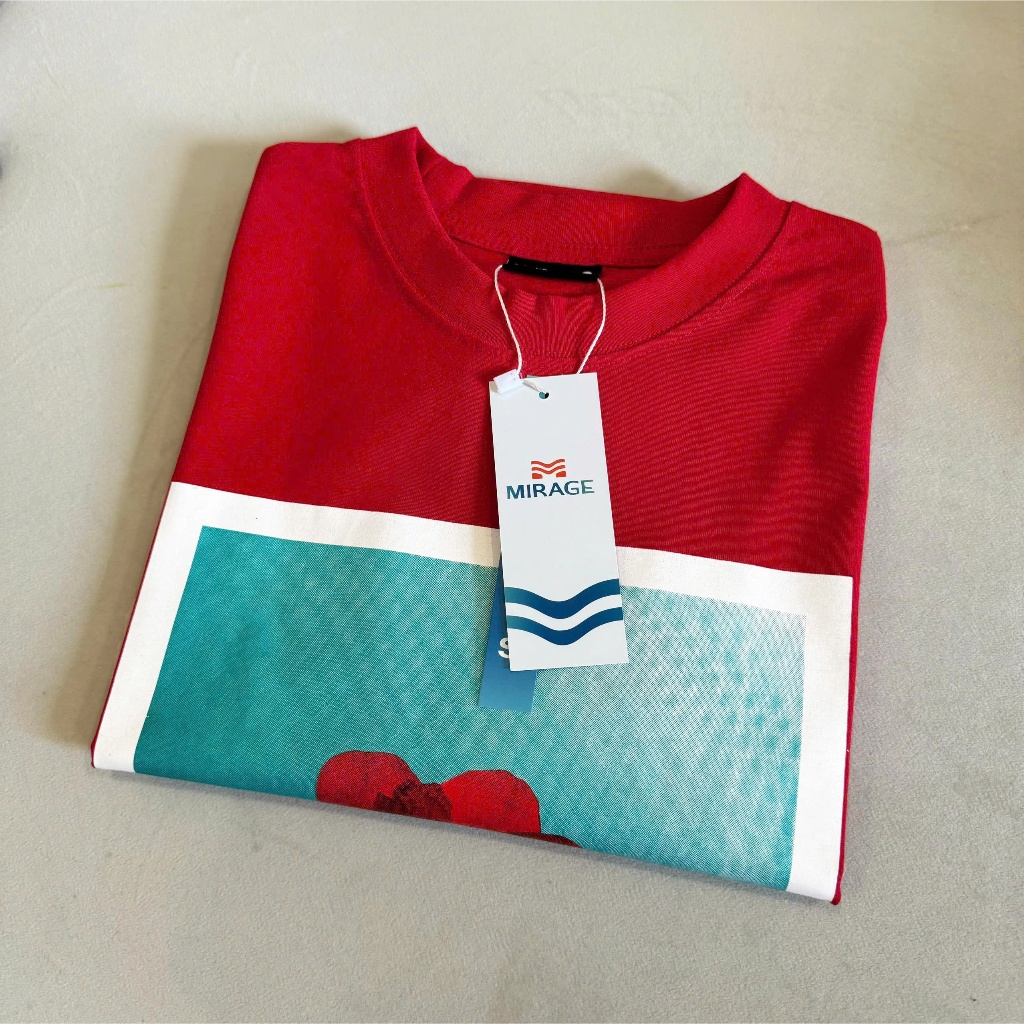 Áo Thun Mirage Bảng Hoa Đỏ Trendy Local Brand Chất 100% Cotton Mềm Mịn Thoáng Mát.