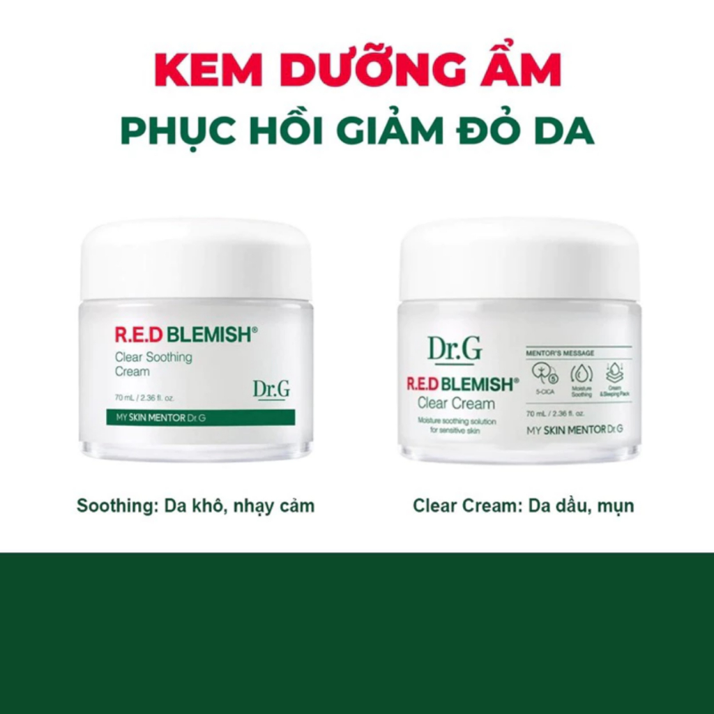 Kem dưỡng Dr.G DrG Red Blemish Clear Soothing Cream - 70ml