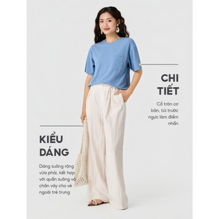 [Đồng giá] Áo phông nữ YODY dáng suông vải rib gân to mềm mại túi ngực WCTS25S150