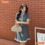 Set thiết kế BEMINE áo có cúc chân váy dáng chữ A ngắn có viền-ST430