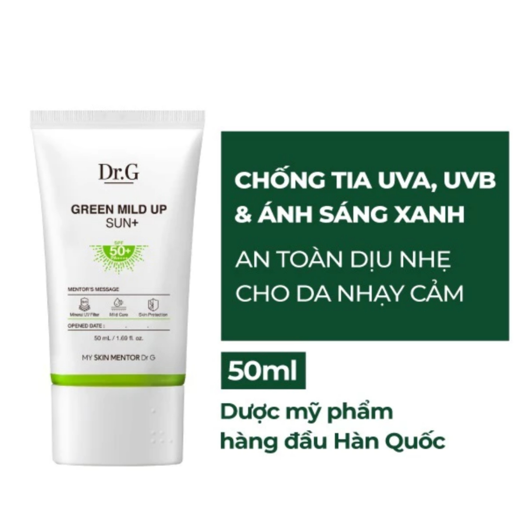 Kem chống nắng thuần vật lý cho da nhạy cảm Dr.G Green Mild Up Sun+ SPF50+PA++++ 50ml
