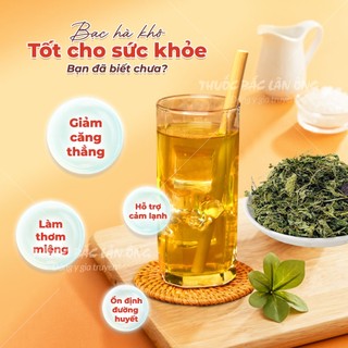 Lá bạc hà sấy khô 100g, bạc hà lẫn cành, lá, thơm, sạch - Lãn Ông