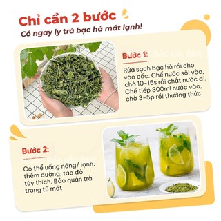 Lá bạc hà sấy khô 100g, bạc hà lẫn cành, lá, thơm, sạch - Lãn Ông