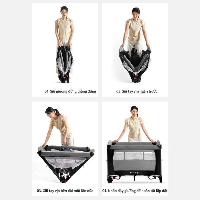 Nôi vải gấp gọn, Nôi vải đa năng Honalife, đầy đủ phụ kiện tặng kèm màn, đồ chơi treo nôi